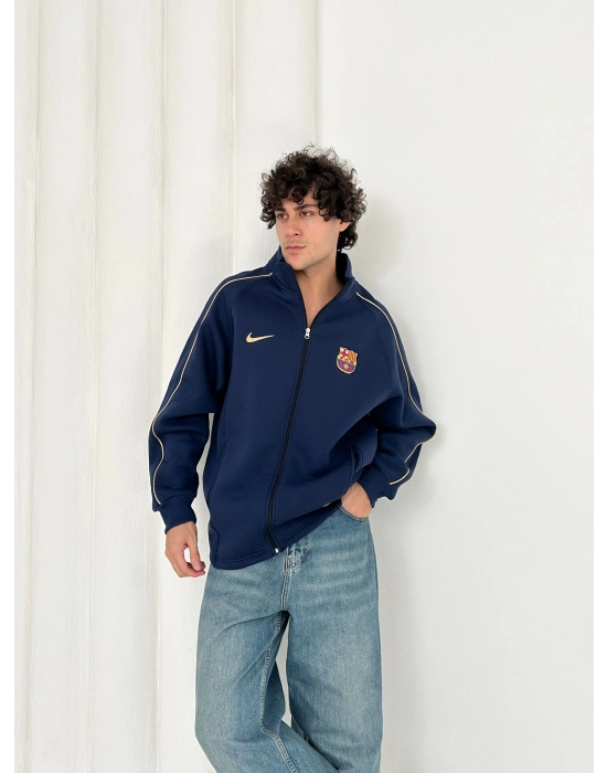 3 İPLİK PAMUKLU KUMAŞ BARÇA HIRKA LACİVERT