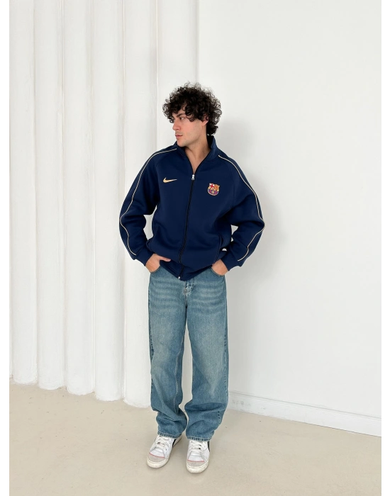 3 İPLİK PAMUKLU KUMAŞ BARÇA HIRKA LACİVERT