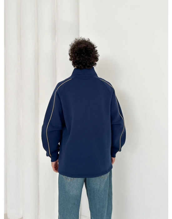 3 İPLİK PAMUKLU KUMAŞ BARÇA HIRKA LACİVERT