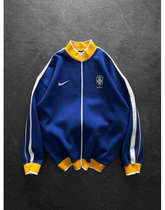 3 İPLİK PAMUKLU KUMAŞ BRASİL YAN ŞERİT HIRKA MAVİ