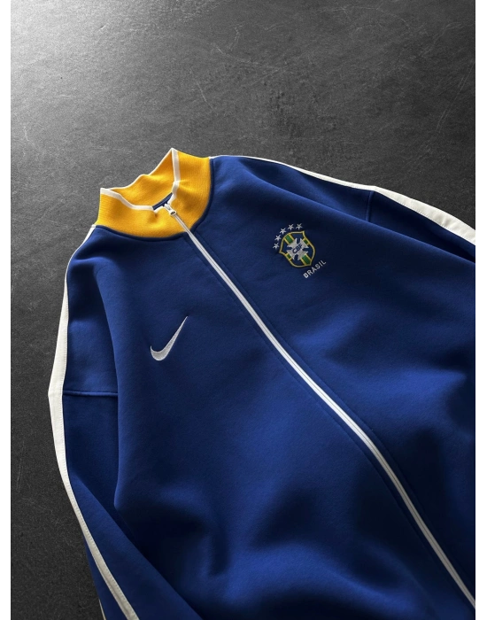 3 İPLİK PAMUKLU KUMAŞ BRASİL YAN ŞERİT HIRKA MAVİ