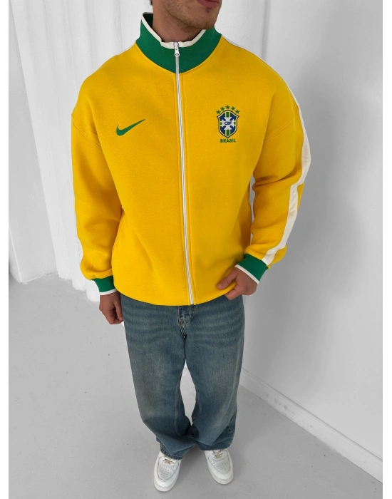 3 İPLİK PAMUKLU KUMAŞ BRASİL YAN ŞERİT HIRKA SARI