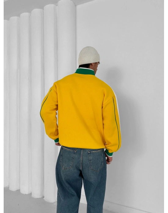 3 İPLİK PAMUKLU KUMAŞ BRASİL YAN ŞERİT HIRKA SARI