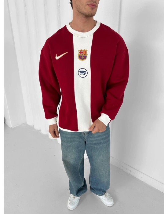 3 İPLİK PAMUKLU KUMAŞ BRC SPOTU ŞERİTLİ SWEAT KIRMIZI