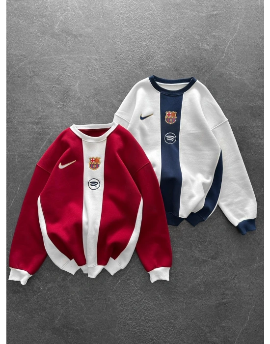 3 İPLİK PAMUKLU KUMAŞ BRC SPOTU ŞERİTLİ SWEAT KIRMIZI