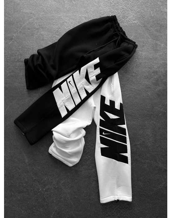 3 İPLİK PAMUKLU KUMAŞ FUL NAKIŞ EŞOFMAN ALTI BEYAZ