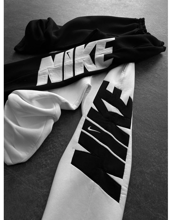 3 İPLİK PAMUKLU KUMAŞ FUL NAKIŞ EŞOFMAN ALTI BEYAZ