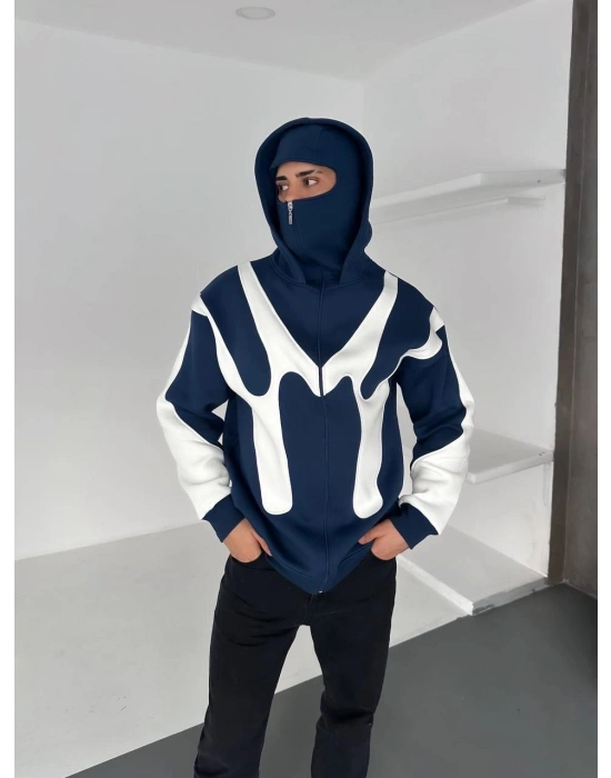 44 MASKE OVERSİZE HIRKA MAVİ