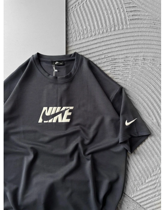 KABARTMA BASKI OYSHO KUMAŞ OVERSİZE TSHİRT ANTRASİT