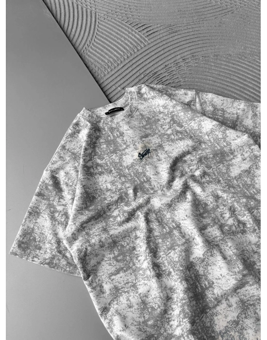 YIKAMALI KUMAŞ STW NAKIŞLI OVERSİZE TSHİRT BEYAZ