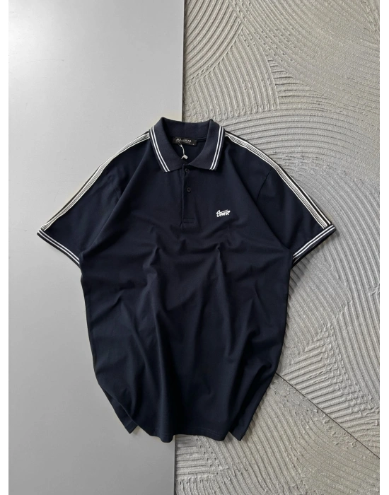 POLO YAKA STW NAKIŞLI KOL ŞERİT OVERSİZE TSHİRT LACİVERT