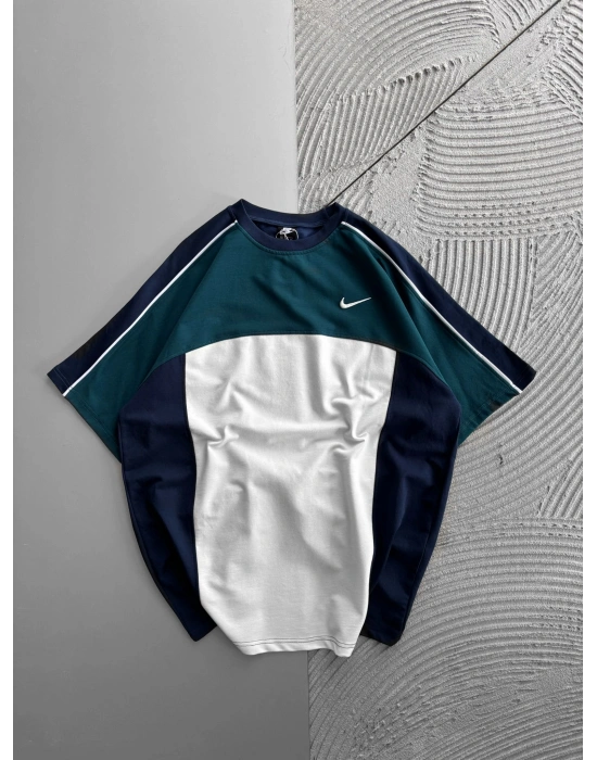 BISIKLET YAKA NK ÜSTTEN PARÇALI OVERSIZE TSHIRT YEŞİL