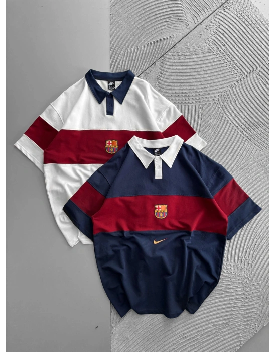 POLO YAKA BARCA ORTA PARÇALI OVERSIZE TSHIRT LACİ