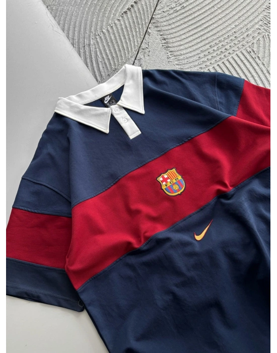 POLO YAKA BARCA ORTA PARÇALI OVERSIZE TSHIRT LACİ