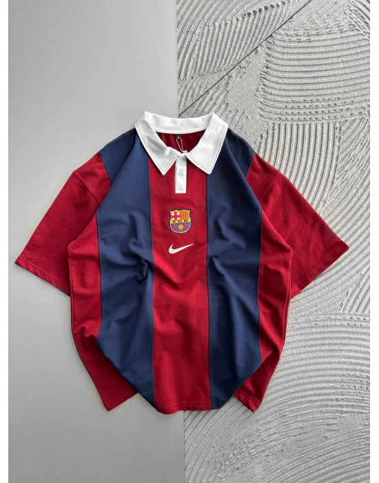 POLO YAKA NK BARCA PARCALİ KALIN SERİT OVERSİZE TSHİRT