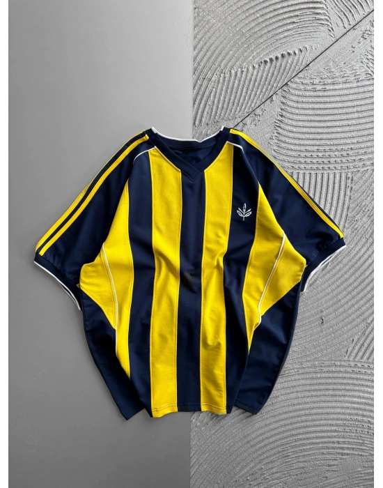 BİSİKLET YAKA PALAMUT NAKISLI OVERSİZE TSHİRT SARI