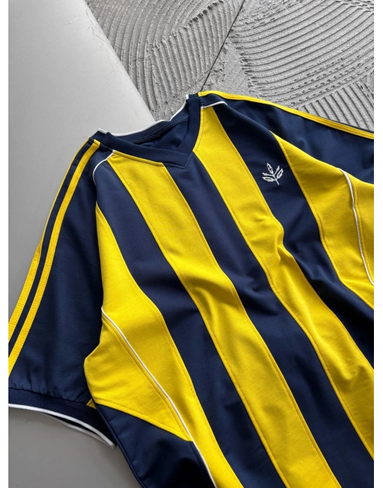 BİSİKLET YAKA PALAMUT NAKISLI OVERSİZE TSHİRT SARI