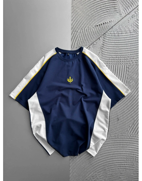 BİSİKLET YAKA PALAMUT NAKISLI OVERSİZE TSHİRT LACİ