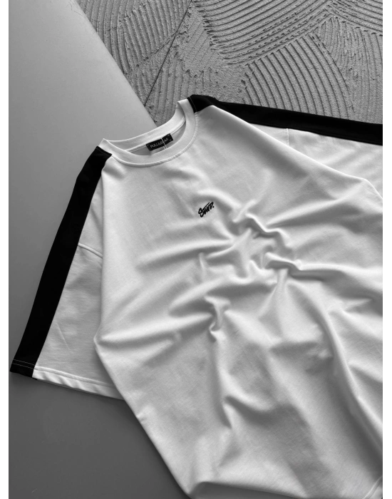 BİSİKLET YAKA OMUZ ŞERİT STW OVERSİZE TSHİRT BEYAZ