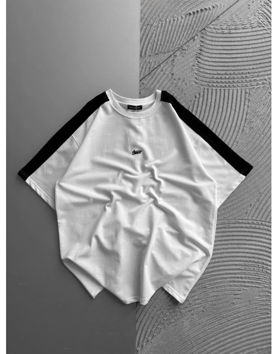 BİSİKLET YAKA OMUZ ŞERİT STW OVERSİZE TSHİRT BEYAZ
