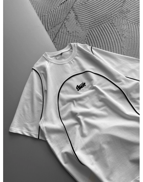 BİSKLET YAKA ORTA FUL BİYE STW OVERSİZE TSHİRT BEYAZ
