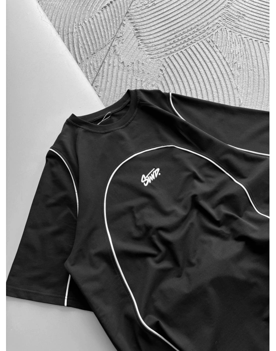 BİSKLET YAKA ORTA FUL BİYE STW OVERSİZE TSHİRT SİYAH