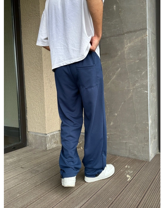 2 İPLİK KUMAŞ BAGGY KALIP PAÇA LASTİKLİ PLO EŞOFMAN ALTI LACİVERT