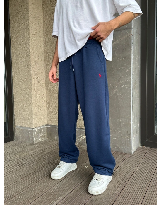 2 İPLİK KUMAŞ BAGGY KALIP PAÇA LASTİKLİ PLO EŞOFMAN ALTI LACİVERT