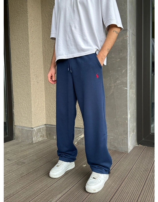 2 İPLİK KUMAŞ BAGGY KALIP PAÇA LASTİKLİ PLO EŞOFMAN ALTI LACİVERT