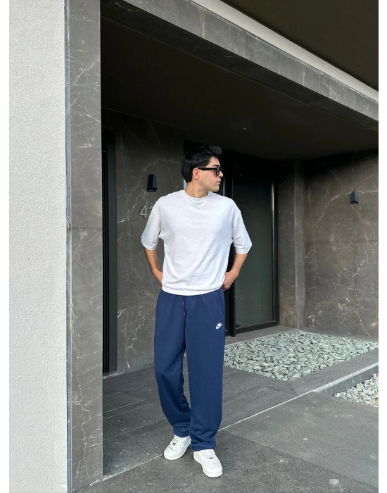 2 İPLİK KUMAŞ BAGGY KALIP PAÇA LASTİKLİ NK NAKIŞ EŞOFMAN ALTI LACİ