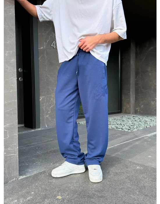 2 İPLİK KUMAŞ BAGGY KALIP PAÇA LASTİKLİ STW KABARTMA NAKIŞ EŞOFMAN ALTI LACİ