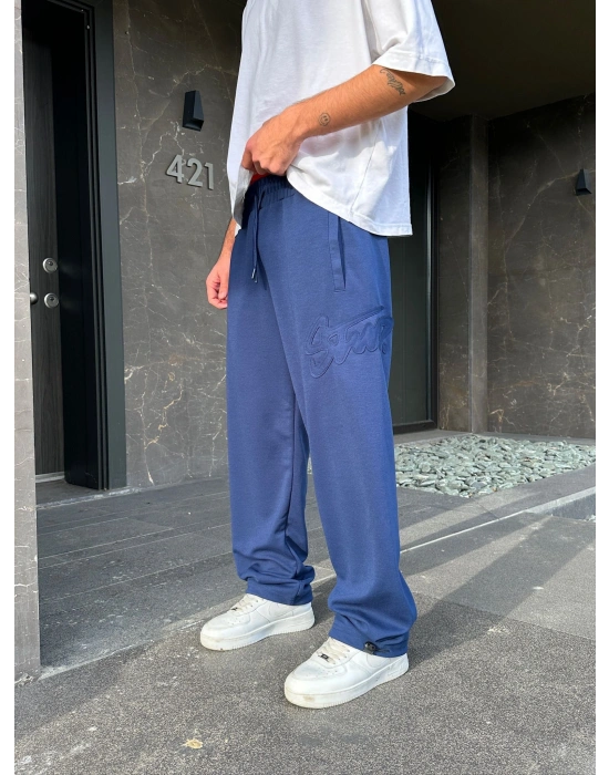 2 İPLİK KUMAŞ BAGGY KALIP PAÇA LASTİKLİ STW KABARTMA NAKIŞ EŞOFMAN ALTI LACİ