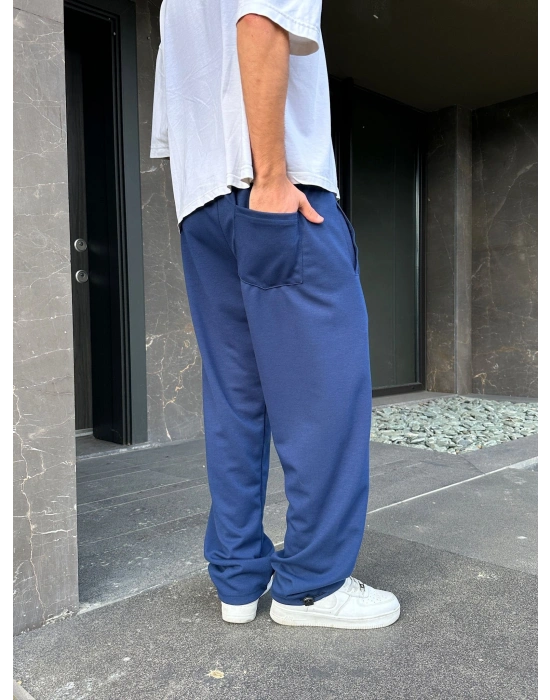 2 İPLİK KUMAŞ BAGGY KALIP PAÇA LASTİKLİ STW KABARTMA NAKIŞ EŞOFMAN ALTI LACİ