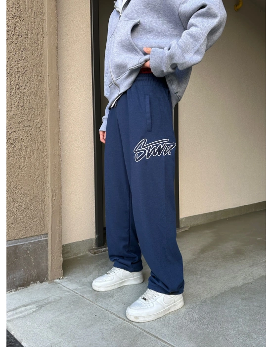 2 İPLİK KUMAŞ BAGGY KALIP PAÇA LASTİKLİ STW İÇİ DOLUMLU NAKIŞ EŞOFMAN ALTI LACİ