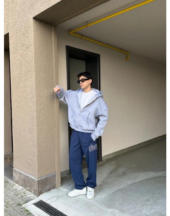 2 İPLİK KUMAŞ BAGGY KALIP PAÇA LASTİKLİ STW İÇİ DOLUMLU NAKIŞ EŞOFMAN ALTI LACİ