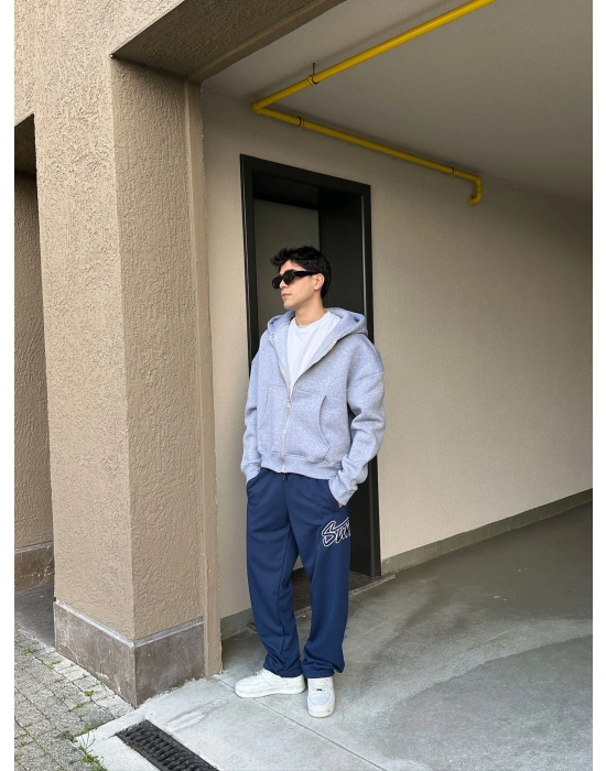 2 İPLİK KUMAŞ BAGGY KALIP PAÇA LASTİKLİ STW İÇİ DOLUMLU NAKIŞ EŞOFMAN ALTI LACİ