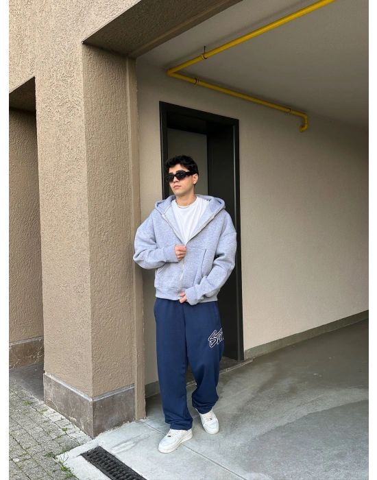 2 İPLİK KUMAŞ BAGGY KALIP PAÇA LASTİKLİ STW İÇİ DOLUMLU NAKIŞ EŞOFMAN ALTI LACİ