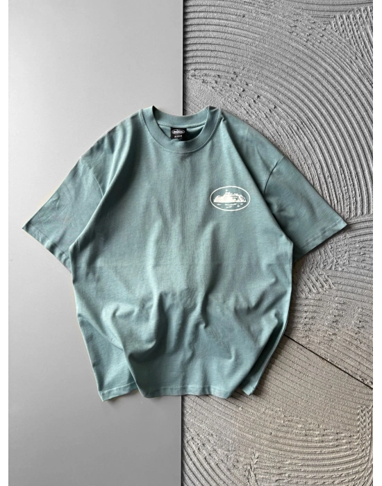 BİSİKLET YAKA CORTEZ BASKI OVERSİZE TSHİRT YEŞİL