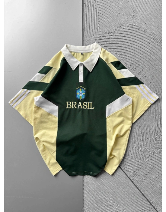 POLO YAKA FULL PARCALI BRASİL OVERSİZE TSHİRT