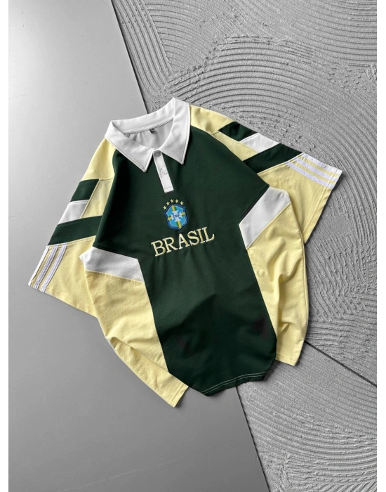 POLO YAKA FULL PARCALI BRASİL OVERSİZE TSHİRT