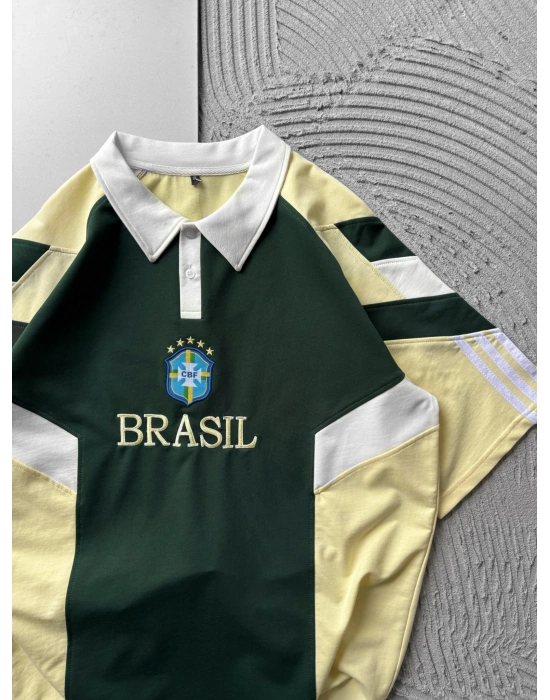 POLO YAKA FULL PARCALI BRASİL OVERSİZE TSHİRT