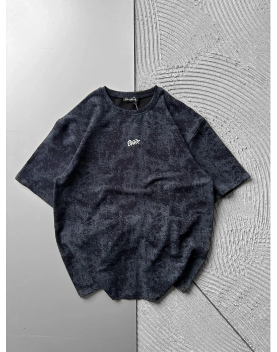 BİSİKLET YAKA YIKAMALI 2 İPLİK KUMAS STW OVERSİZE TSHİRT ANTRASİT