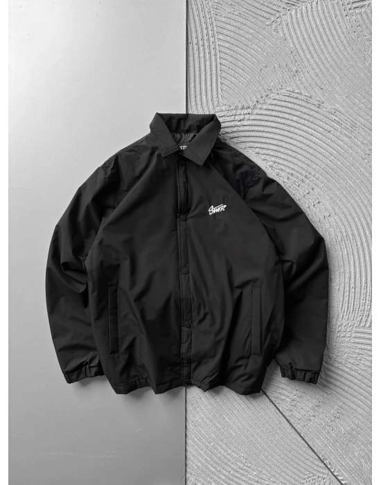 POLO YAKA CITCITLI OVERSİZE STW CEKET SİYAH