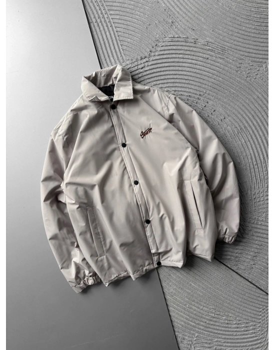 POLO YAKA CITCITLI OVERSİZE STW CEKET GRİ