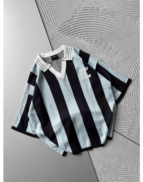 POLO YAKA TRİKO KUMAŞ WHAT OVERSİZE TSHİRT LACİ