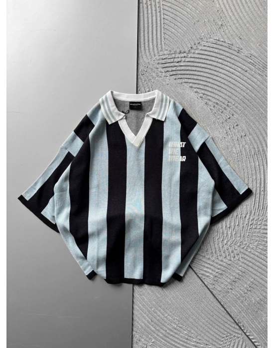 POLO YAKA TRİKO KUMAŞ WHAT OVERSİZE TSHİRT LACİ
