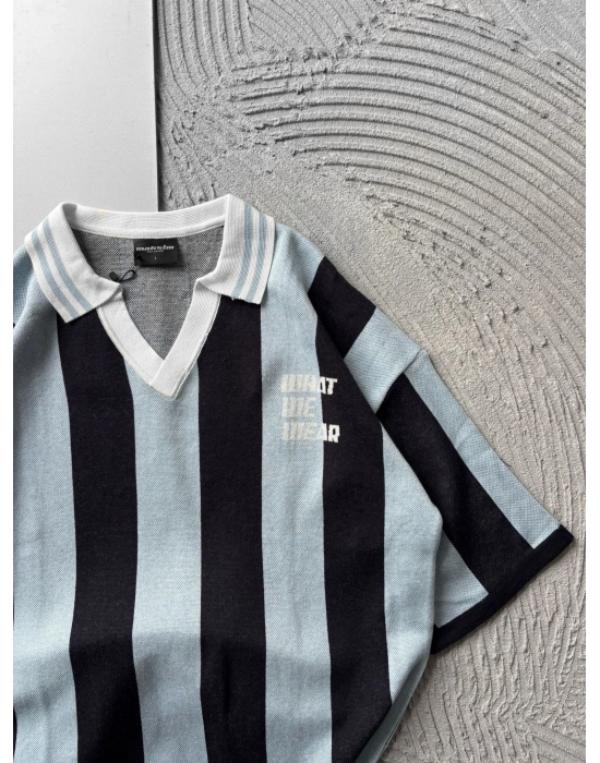 POLO YAKA TRİKO KUMAŞ WHAT OVERSİZE TSHİRT LACİ