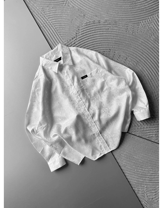 DESENLİ SATEN KUMAŞ OVERSİZE GÖMLEK