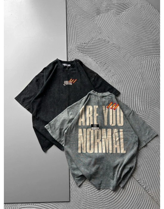 BISIKLET YAKA YIKAMALI KUMAŞ ARE YOU OVERSIZE TSHIRT SİYAH