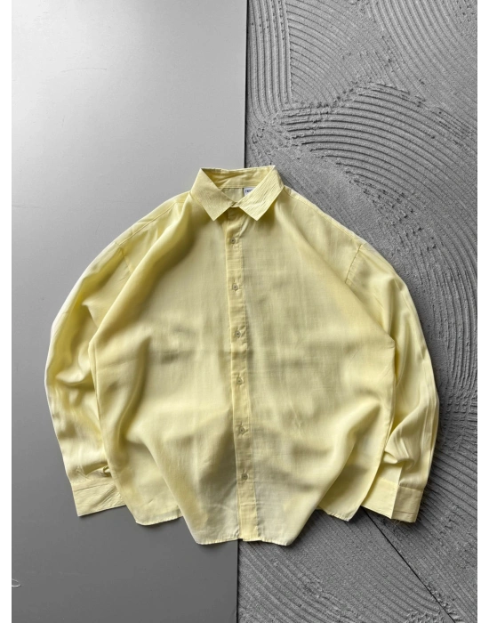 POLO YAKA MODAL KUMAŞ OVERSIZE GÖMLEK SARI